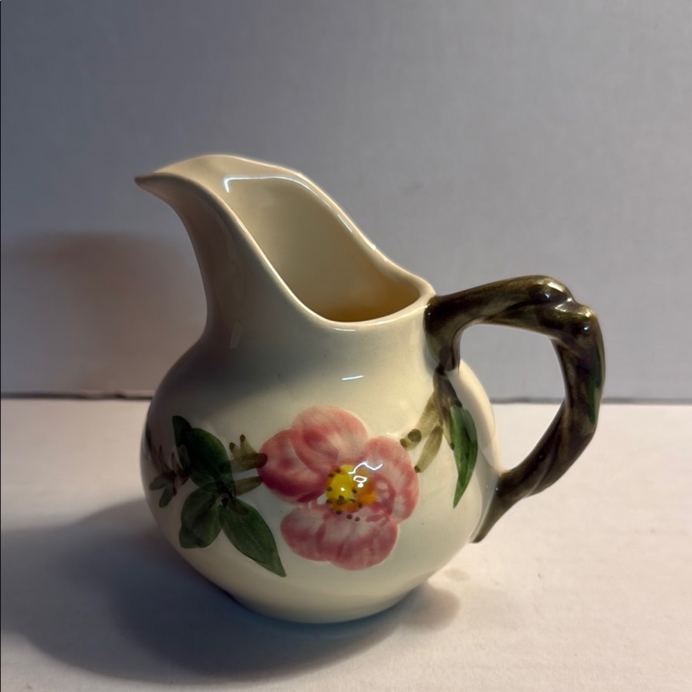 Floral Cream Pitcher with Pink and Green Design